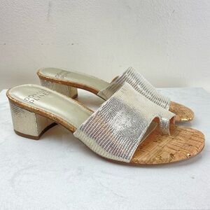Donald Pliner Naia Embossed Metallic Sandals